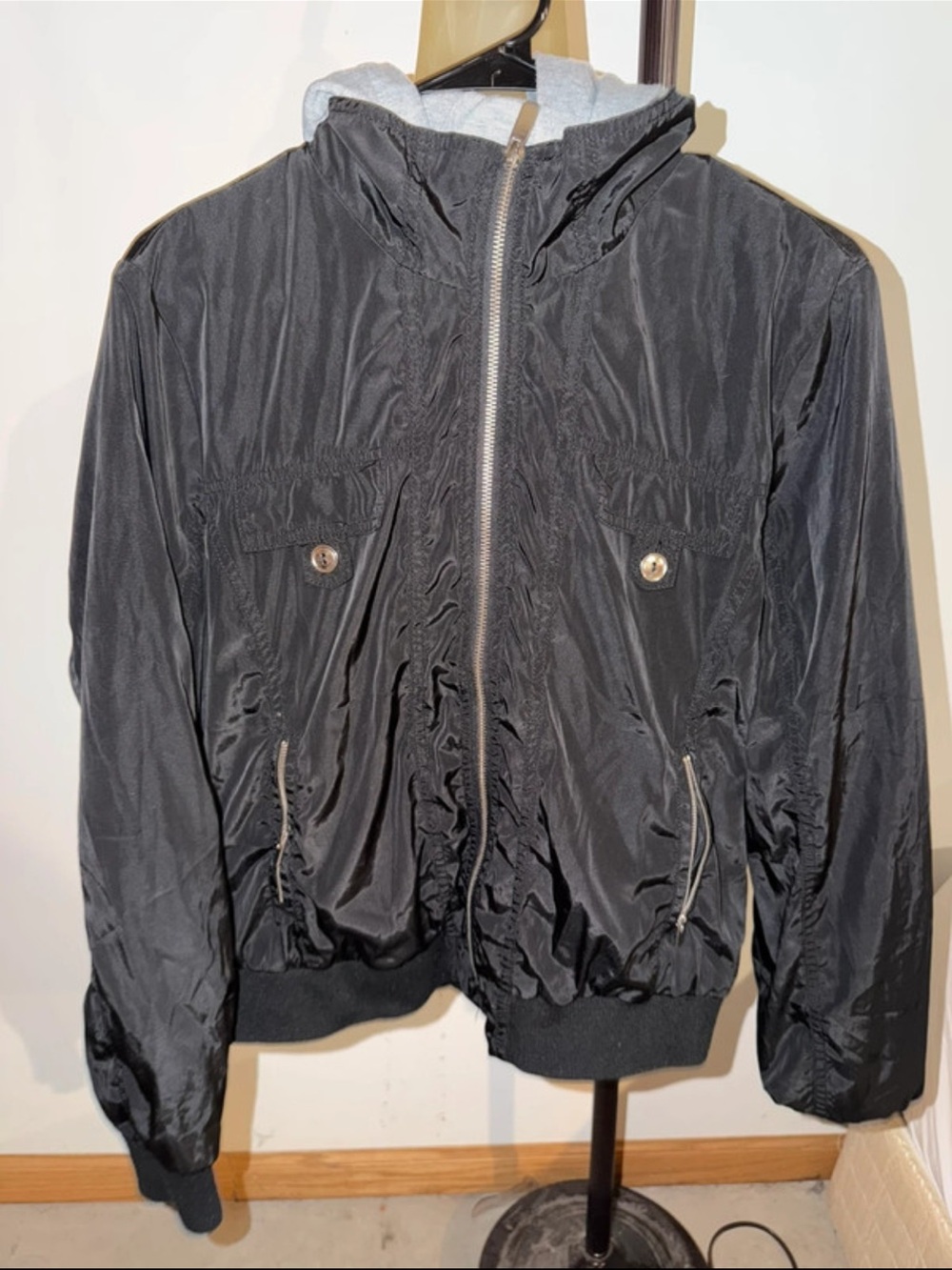 Ashley By 26 International Black Hooded Bomber Jacket